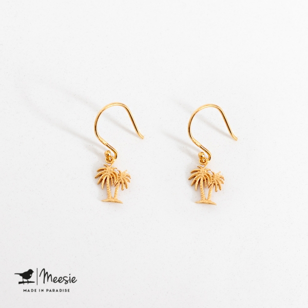 Oorbellen Hangers Palmboom goud op zilver - 3 sets Oorbellen Hangers Palmboom goud op zilver - 3 sets